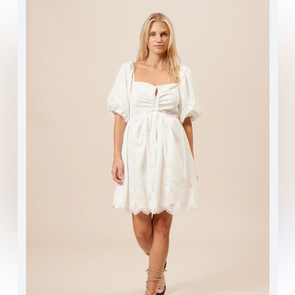 Lucy Paris White Eyelet Mini Dress